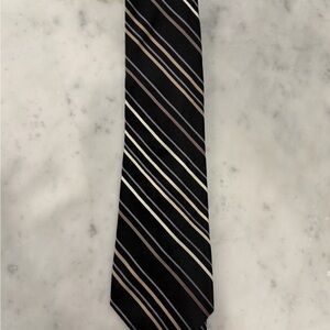 Perry Ellis Black and Gray Striped Tie
